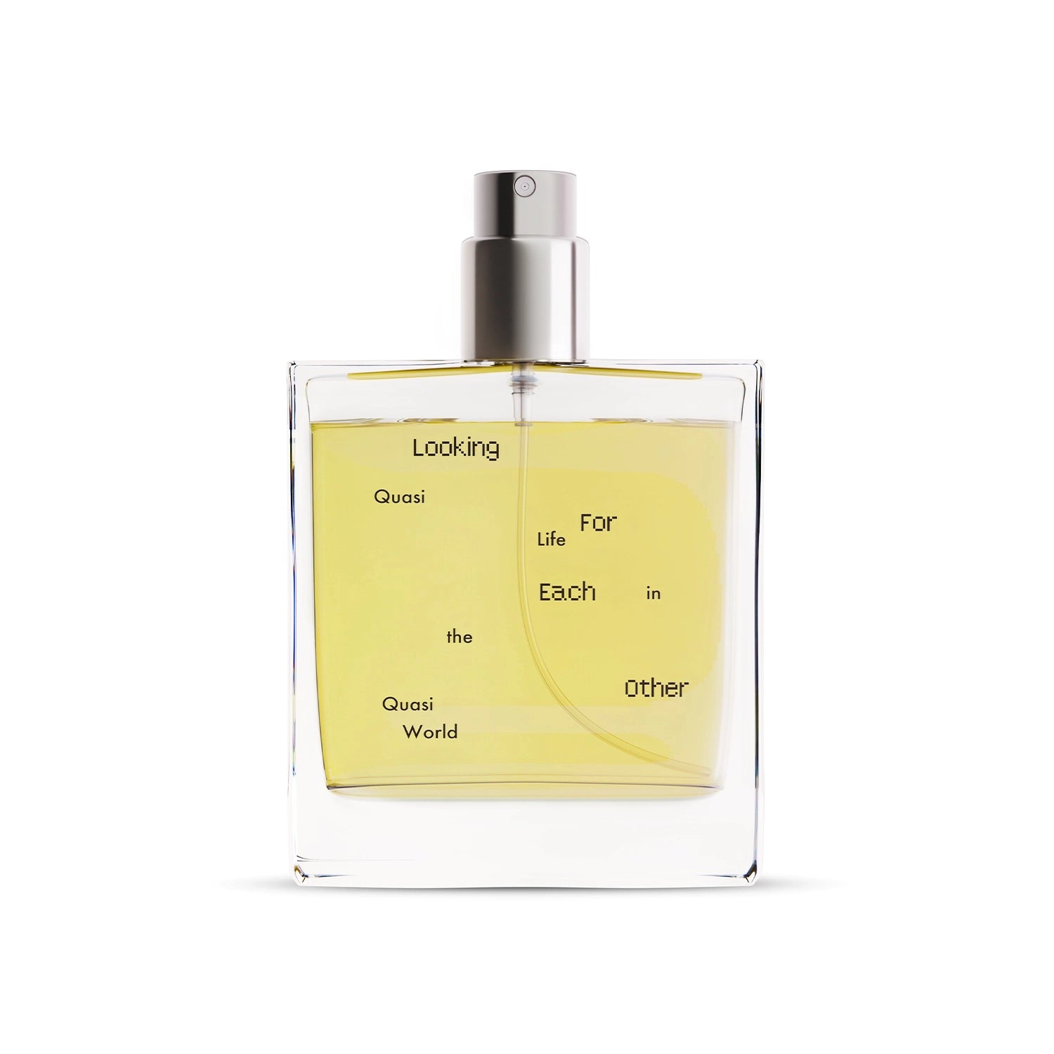 A 50ml bottle of Looking For Each Other's Quasi Life in the Quasi World botanical fragrance against a white background.